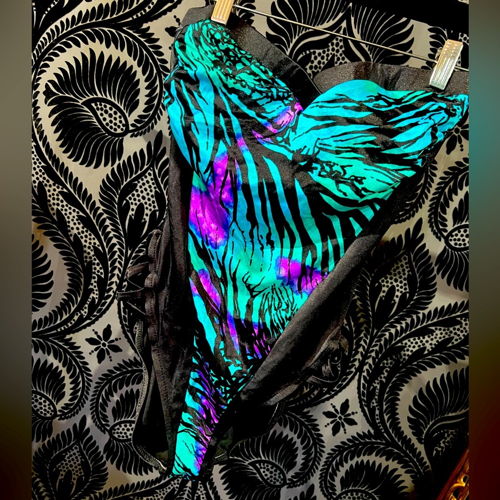 Vintage swimwear 80s animal print one piece swimsuit